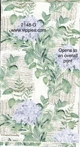FL-2148-G Delicate Floral Green Leaves Guest Napkin for Decoupage