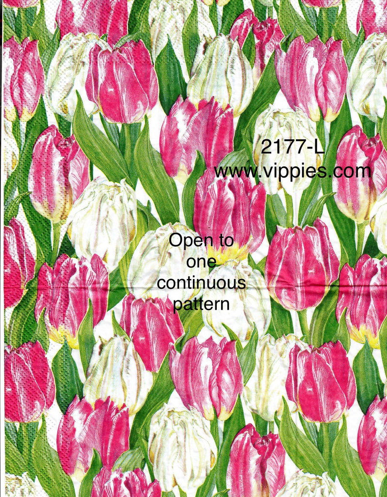 FL-2177-L Pink and White Tulips Napkin for Decoupage