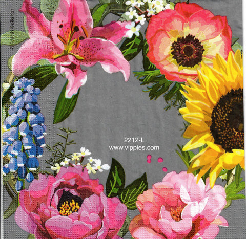 FL-2212-L Fab Flower Wreath Napkin for Decoupage
