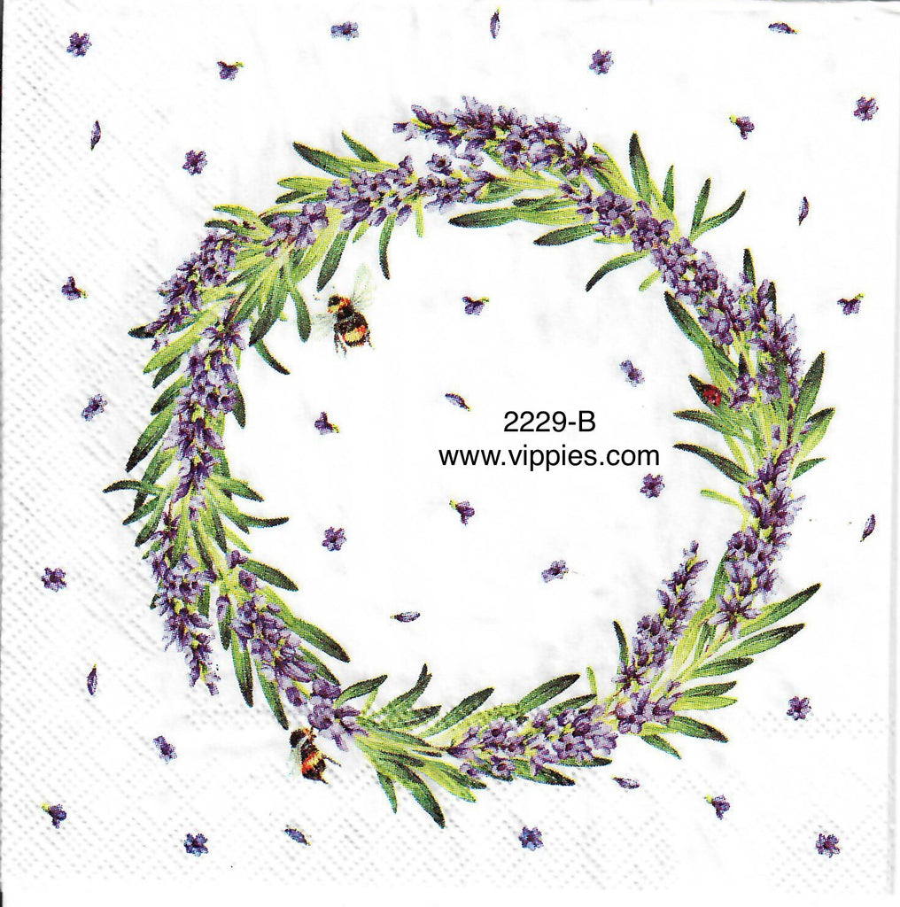 FL-2229-B Lilac Wreath Bee Napkin for Decoupage