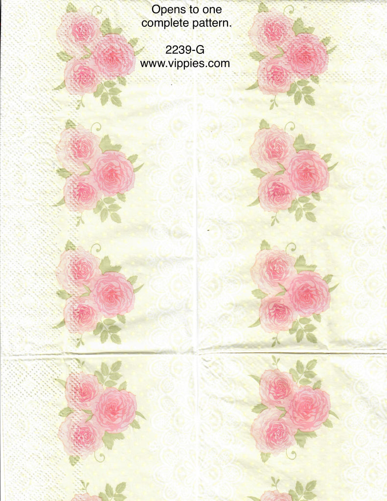 FL-2239-G Roses Down Middle Guest Napkin for Decoupage