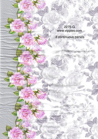 FL-2275-G Pink Floral Purple Border Guest Napkin for Decoupage