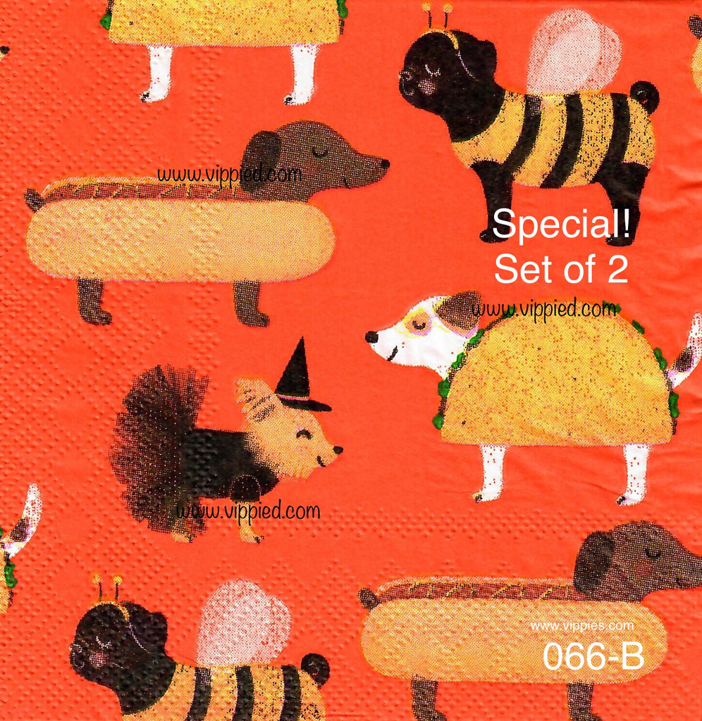 HWN-066-S Set of 2 Halloween Dogs Napkins for Decoupage