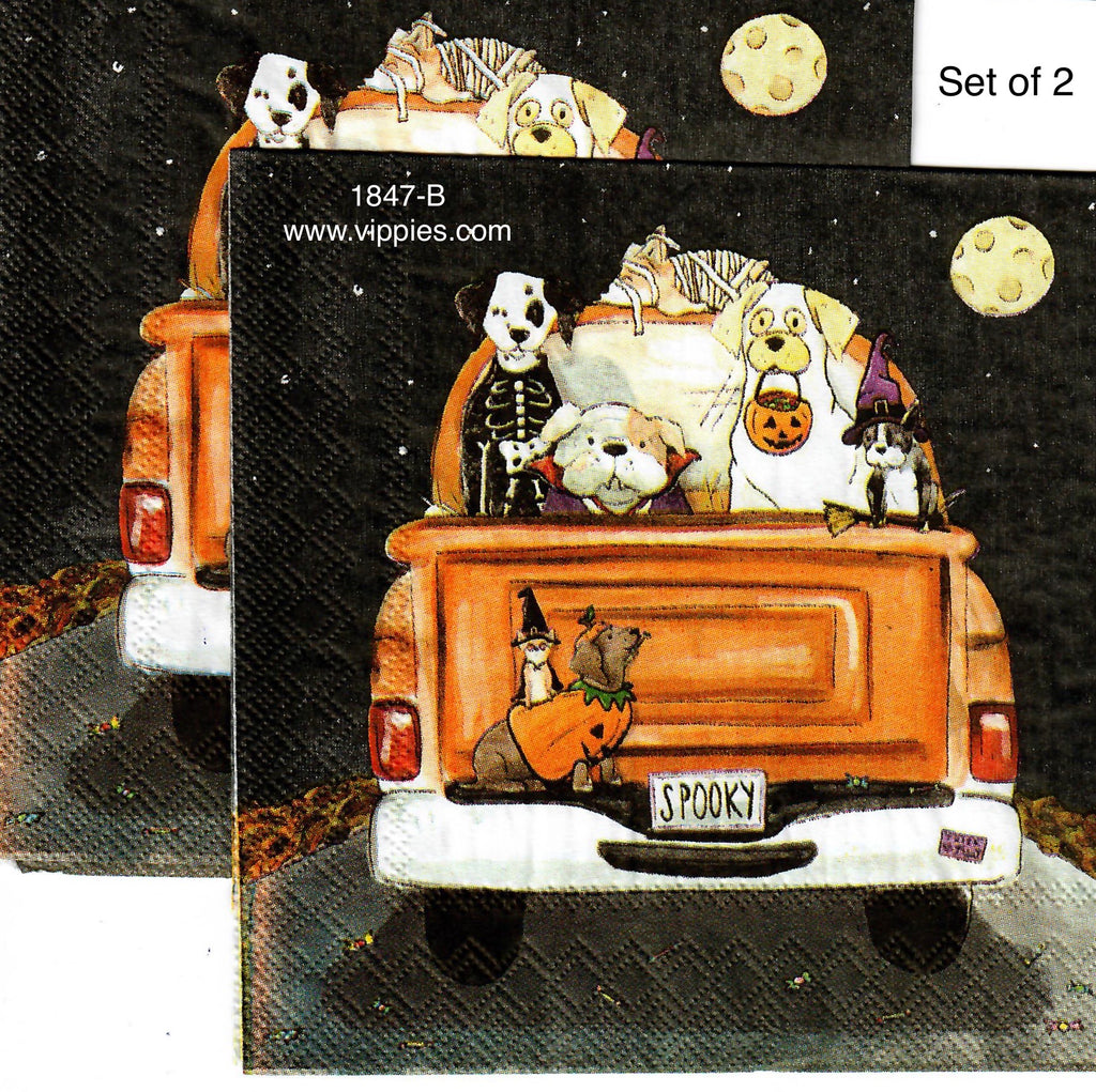 HWN-1847-B-S Set of Two Spooky Dogs Pickup Napkins for Decoupage