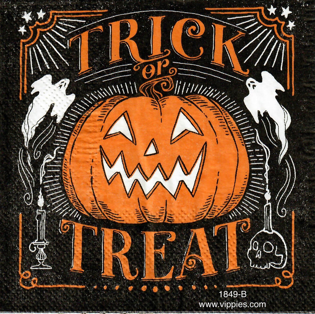 HWN-1849 Trick or Treat Jack Ghosts Napkin for Decoupage