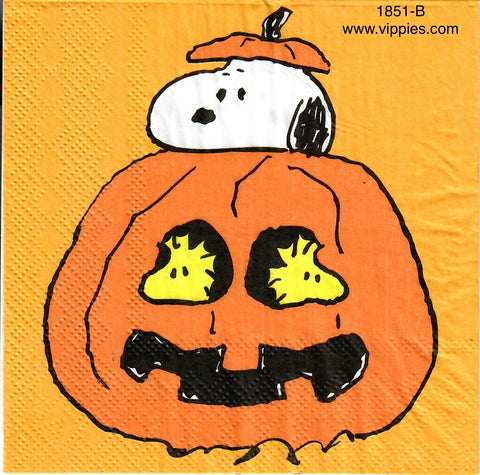 HWN-1851 Snoopy Woodstock Pumpkin Napkin for Decoupage
