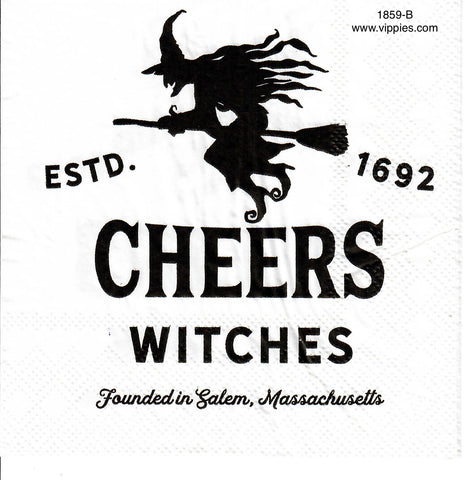 HWN-1859 Cheers Witches Flying Witch Napkin for Decoupage