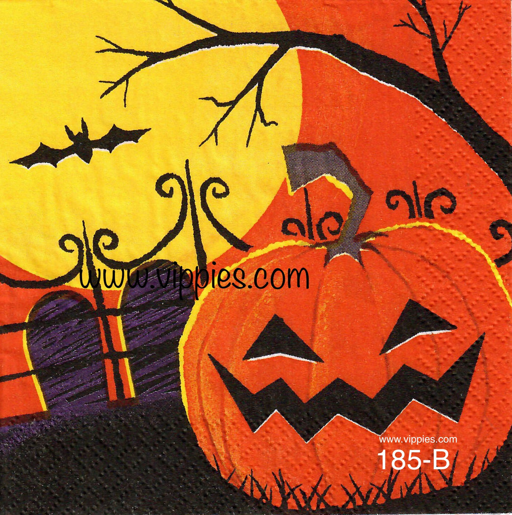 HWN-185 Pumpkin Graveyard Napkin for Decoupage