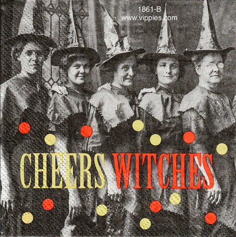 HWN-1861 Cheers Witches Photo 5 Witches Napkin for Decoupage