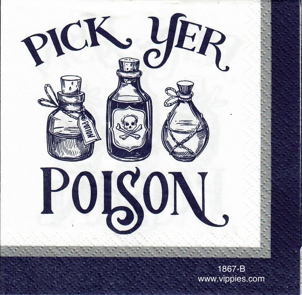HWN-1867 Pick Yer Poison Bottles Napkin for Decoupage