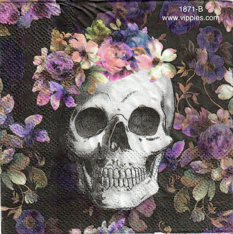HWN-1871 Floral Skull Napkin for Decoupage