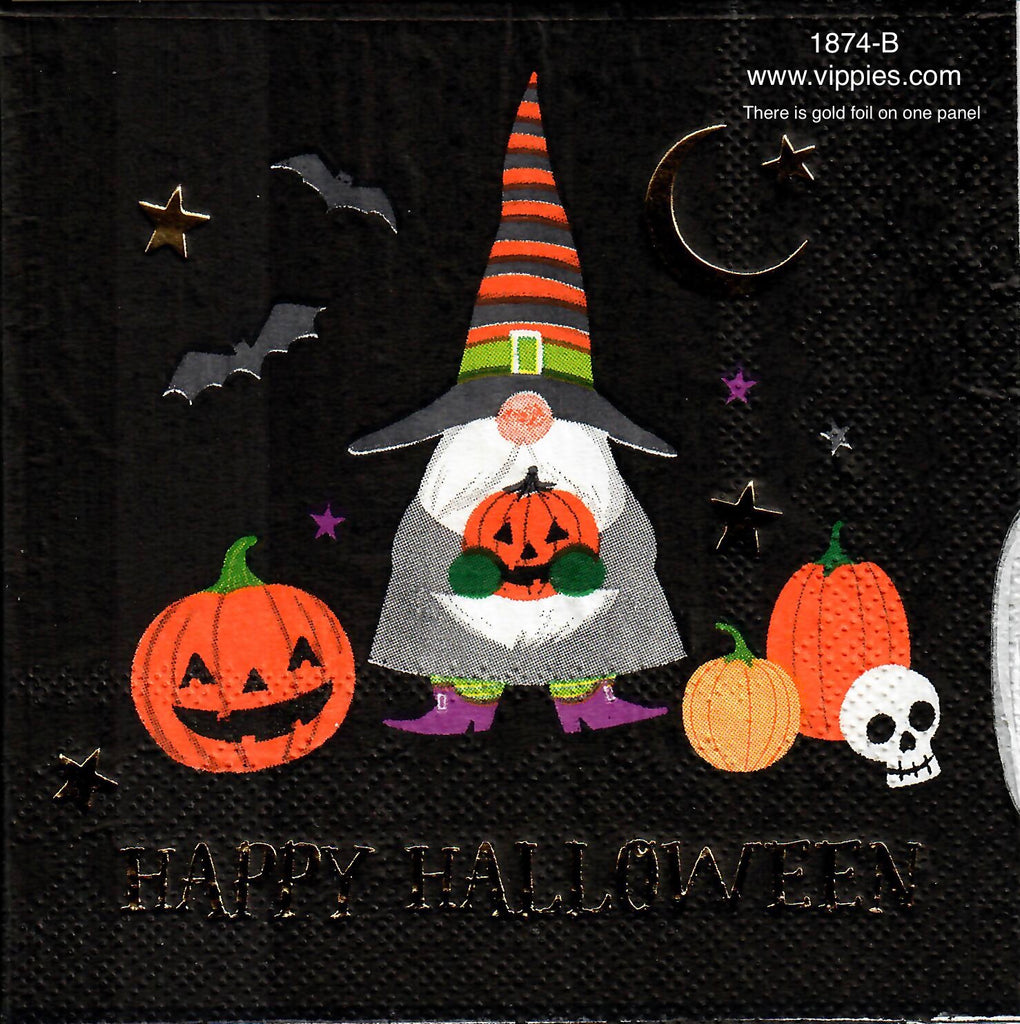 HWN-1874 Happy Halloween Gnome Pumpkins Napkin for Decoupage