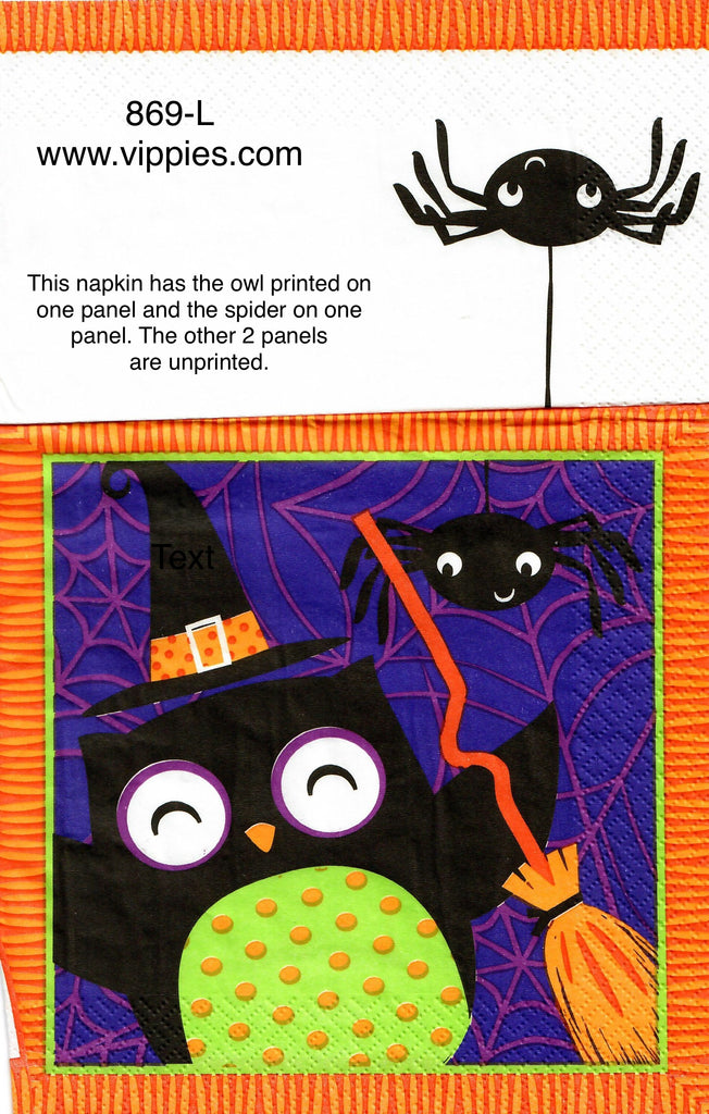 HWN-869 Black Owl and Friends Napkin for Decoupage