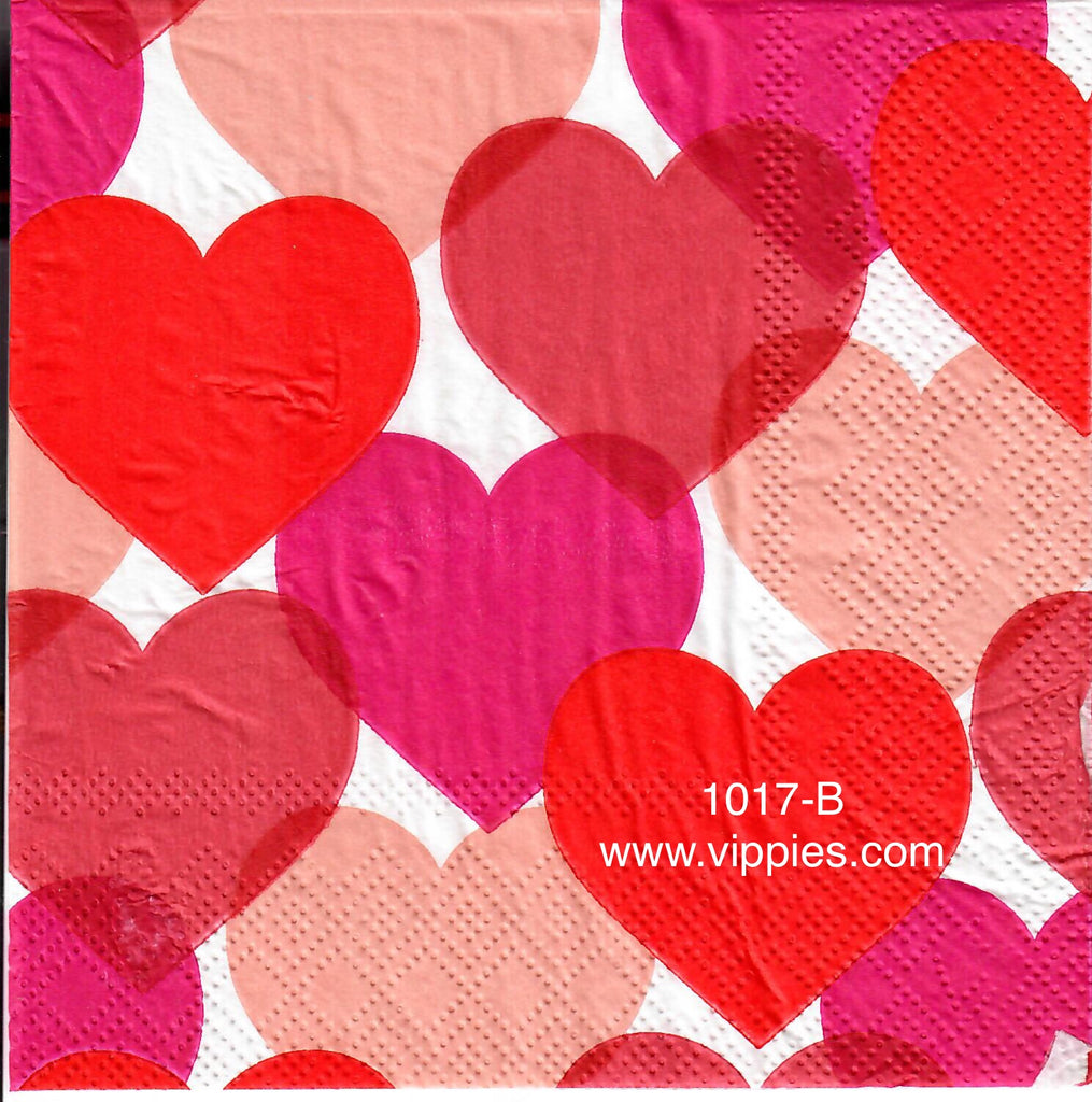 LVY-1017 Overlapping Big Hearts Napkin for Decoupage