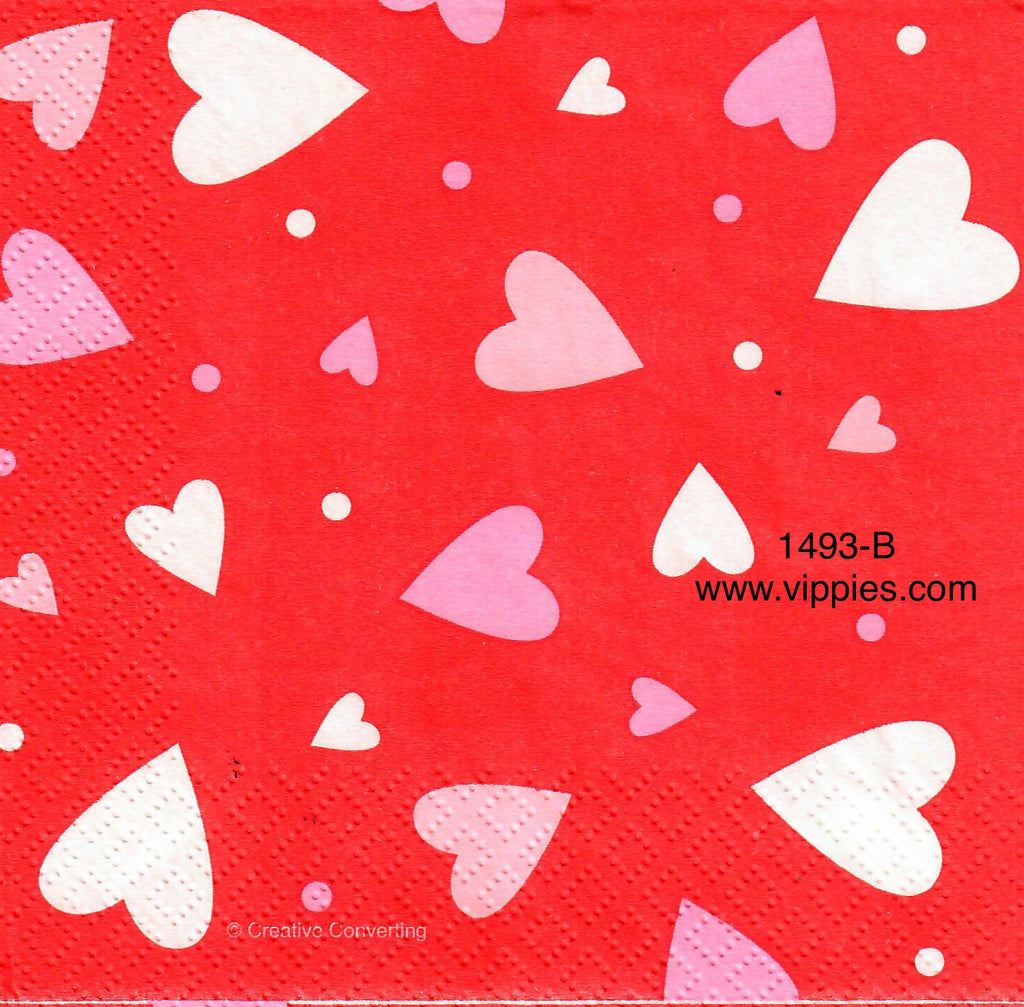 LVY-1493 Hearts Red Background Napkin for Decoupage