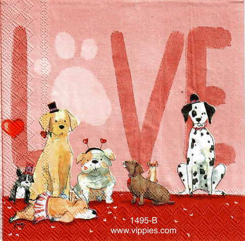 LVY-1495 Dogs Love Pawprint Napkin for Decoupage