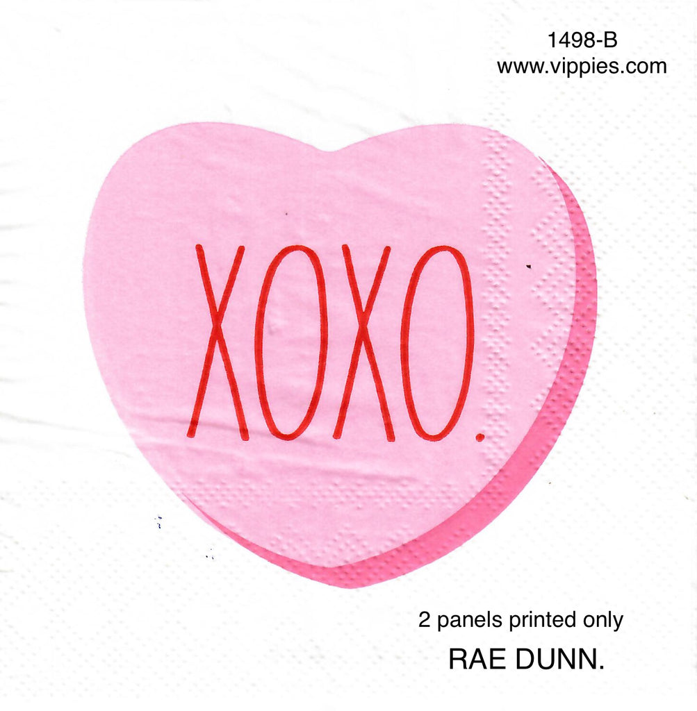 LVY-1498 Rae Dunn XOXO Candy Heart Napkin for Decoupage