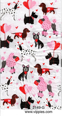 LVY-2149-G Love Dogs Hearts Guest Napkin for Decoupage