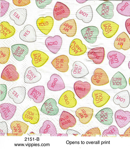 LVY-2151-B Candy Message Hearts Napkin for Decoupage