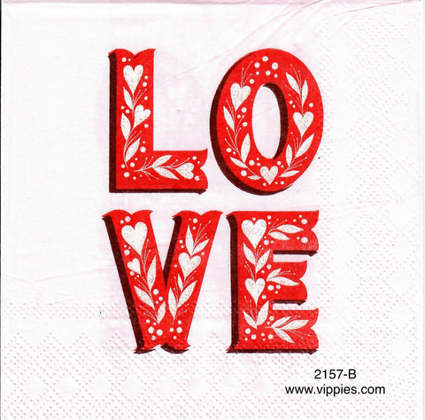 LVY-2157-B LOVE Hearts Napkin for Decoupage