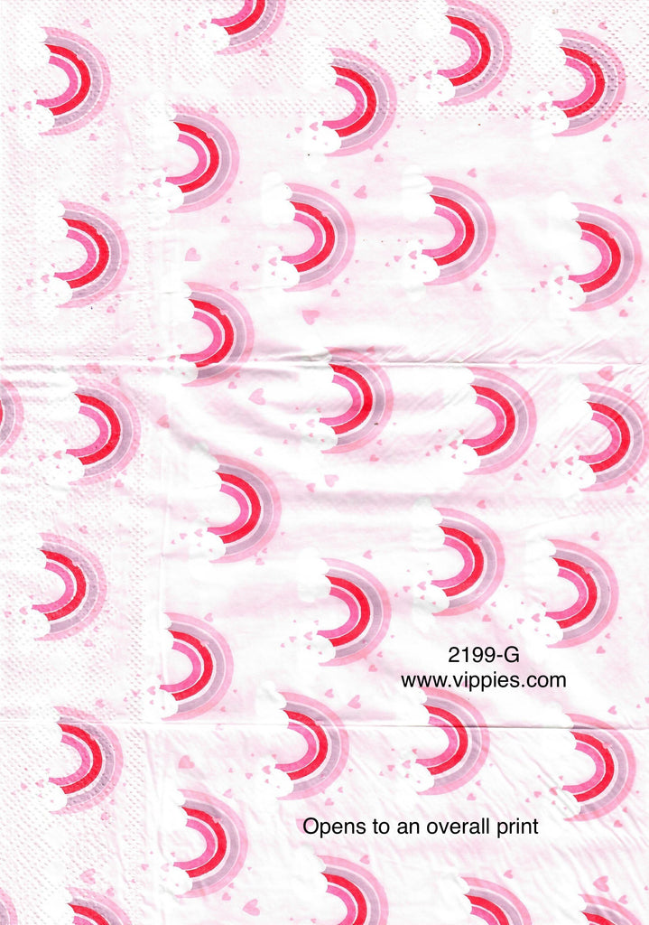 LVY-2199-G Light Pink Rainbows Hearts Guest Napkin for Decoupage