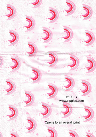 LVY-2199-G Light Pink Rainbows Hearts Guest Napkin for Decoupage