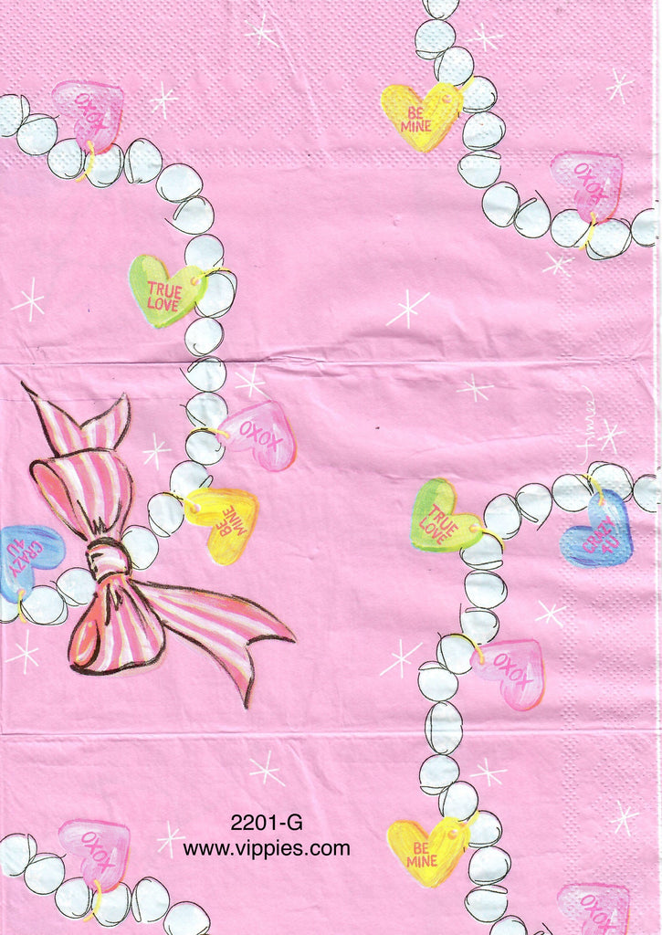 LVY-2201-G Conversation Hearts Necklace Guest Napkin for Decoupage