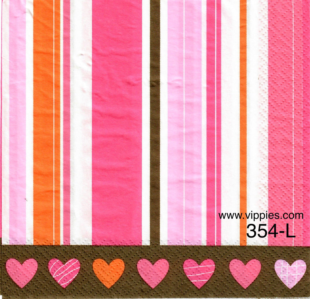 LVY-354 Hearts Stripes Napkin for Decoupage