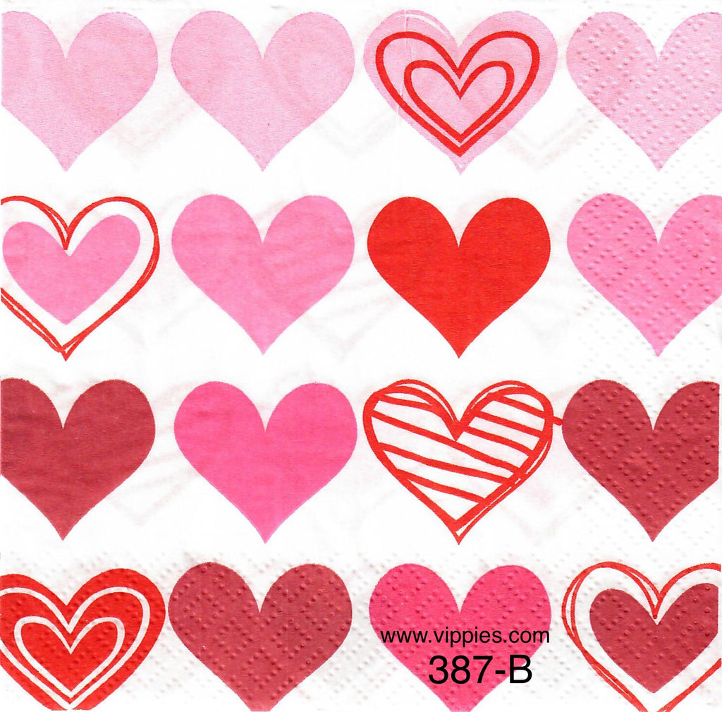 LVY-387 Rows of Hearts Napkin for Decoupage