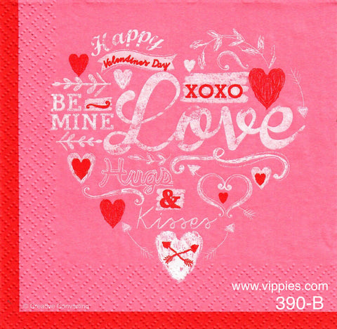 LVY-390 Valentine Words in Heart Napkin for Decoupage