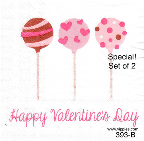 LVY-393-S Set of 2 Valentine Cake Pops Napkins for Decoupage
