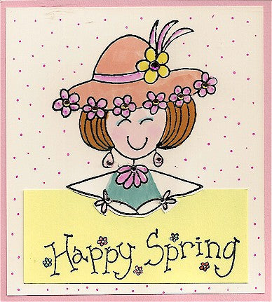 Flower Happy Spring Rubber Stamp 2373G