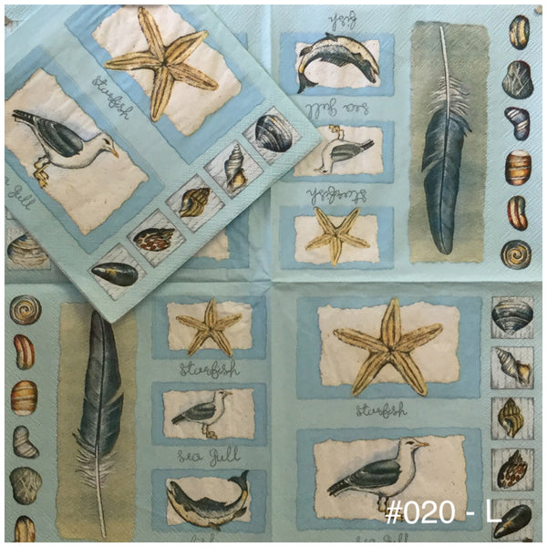 NS-020 Feather Seagull Napkin for Decoupage