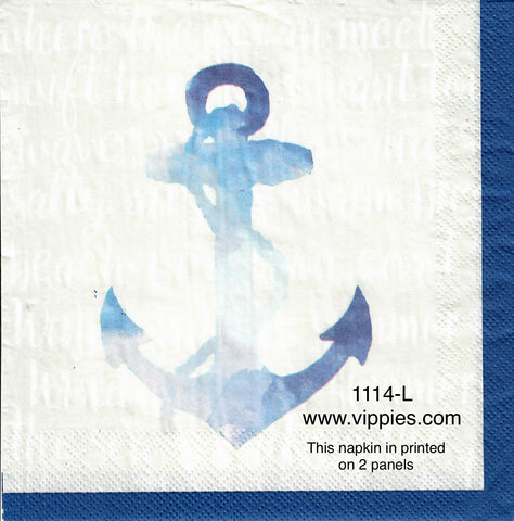 NS-1114-L Large Blue Anchor Napkin for Decoupage