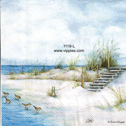 NS-1119 Seaside Stairs Gulls Napkin for Decoupage