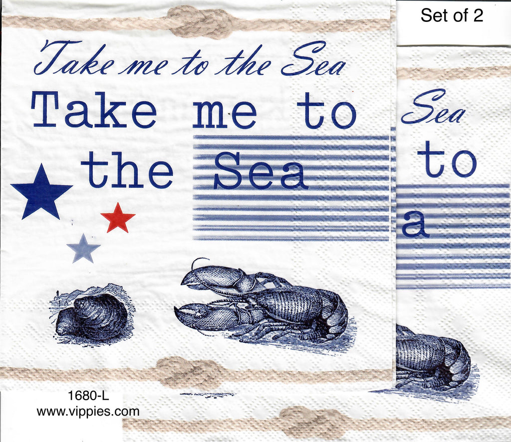 NS-1680-L-S Set of 2 Take Me to the Sea Napkins for Decoupage