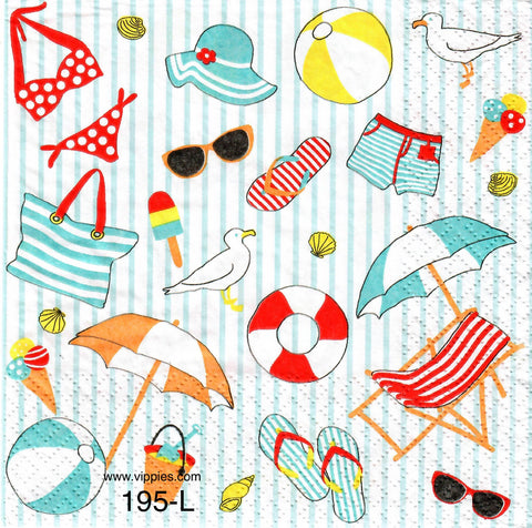 NS-195 Beachbag Items Napkin for Decoupage