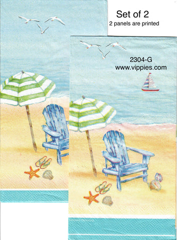NS-2304-G-S Set of 2 Beach Chair Umbrella Guest Napkins for Decoupage