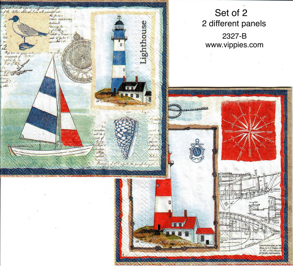 NS-2327-B Lighthouse/Sailboat Napkin for Decoupage