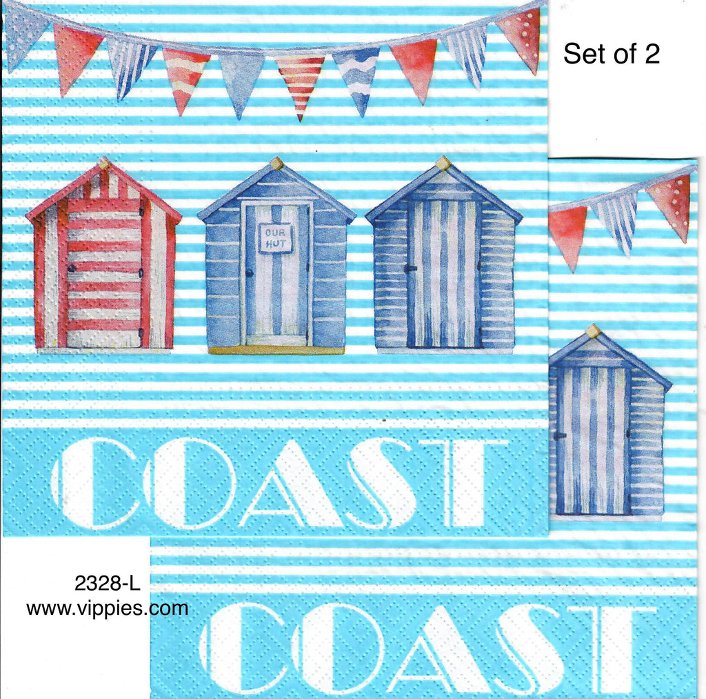 NS-2328-L-S Set of 2 Coast Cabanas Napkins for Decoupage