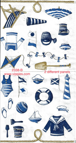 NS-2338-B Beach Items Blue White Napkin for Decoupage