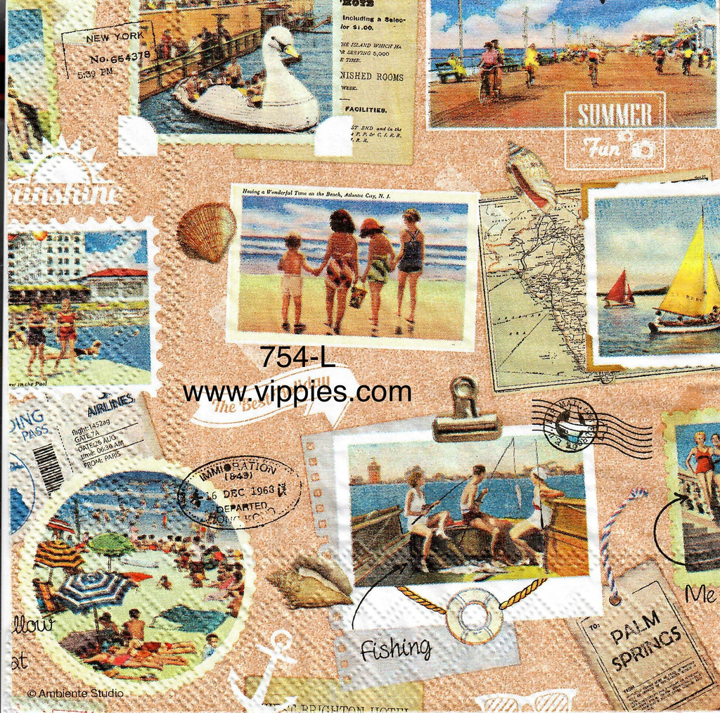 NS-754 Summer Scrapbook Napkin for Decoupage