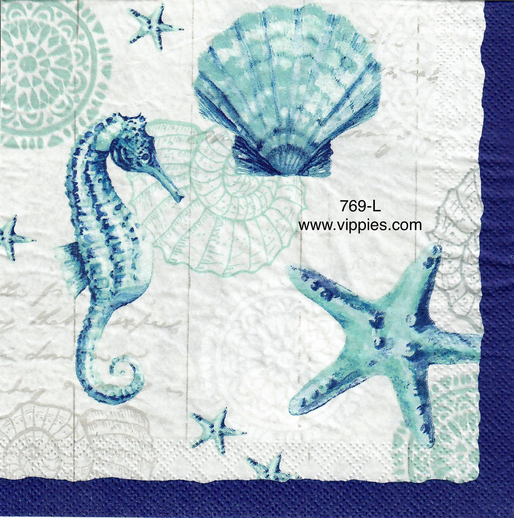 NS-769 Seahorse and Shells Napkin for Decoupage