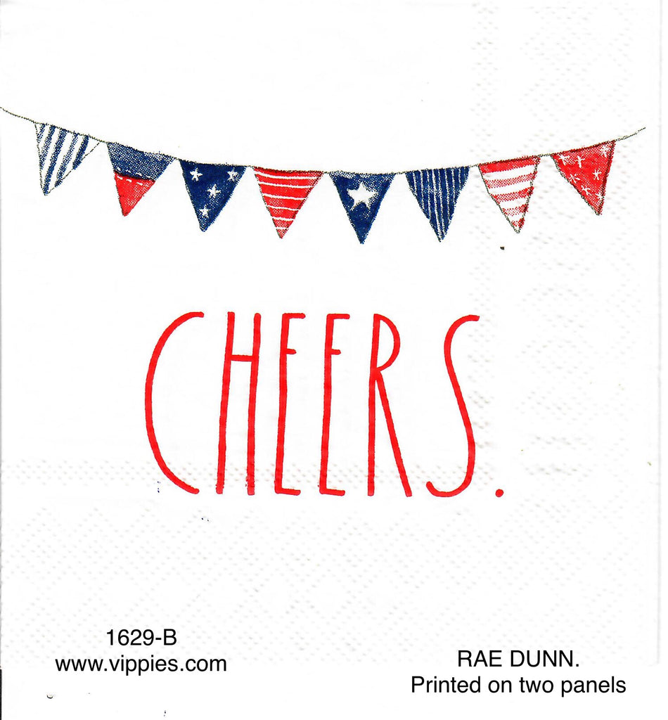 PAT-1629-B Rae Dunn Cheers Flags Napkin for Decoupage