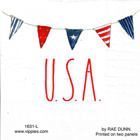PAT-1631-L Rae Dunn USA Banner Napkin for Decoupage