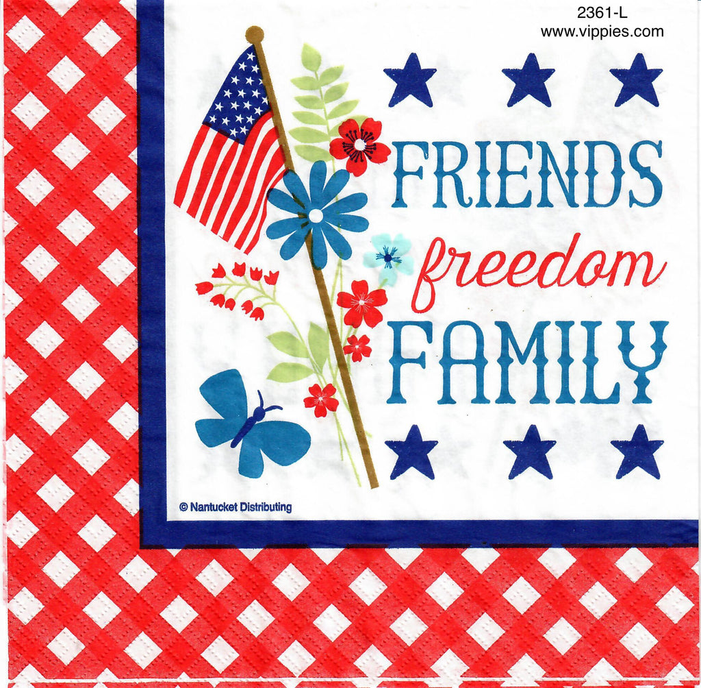 PAT-2361-L Friends Freedom Family Luncheon Napkin for Decoupage