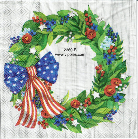 PAT-2369-B Patriotic Wreath Napkin for Decoupage