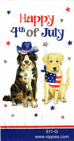 PAT-511 Happy 4th Dogs Napkin for Decoupage