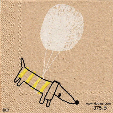 PT-375 Tan Dog Balloon Napkin for Decoupage