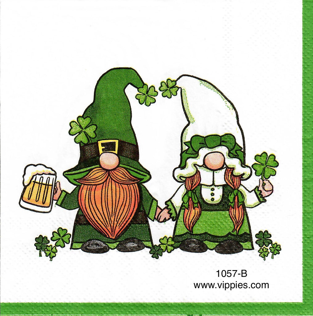 SPD-1057 St. Patricks Day Gnome Couple Napkin for Decoupage